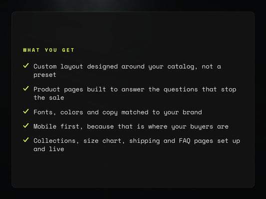 What you get in a Custom Site Build