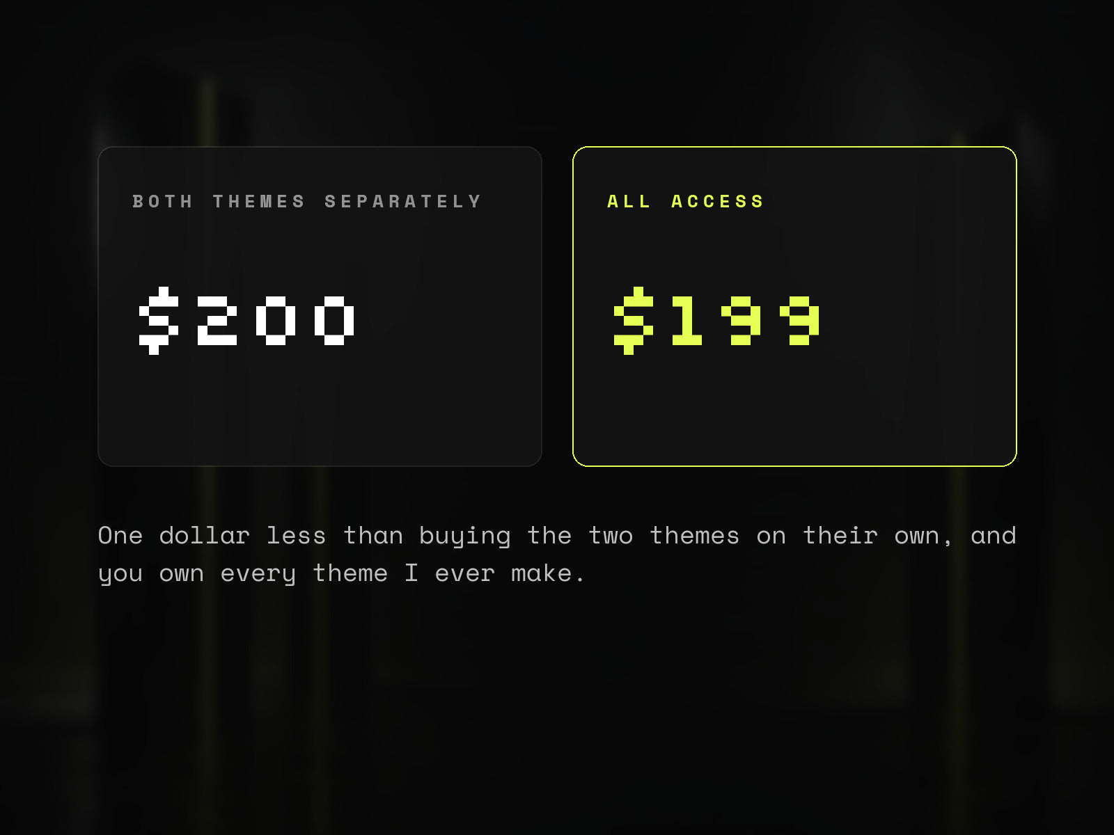 $199 for All Access vs $200 for both themes