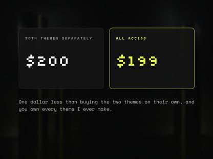$199 for All Access vs $200 for both themes